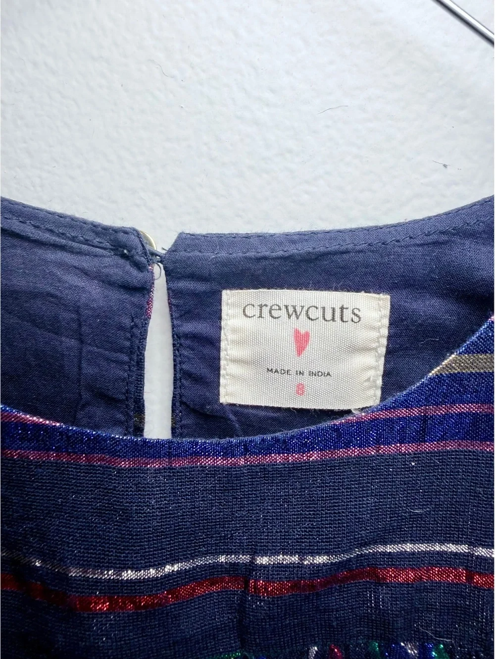 Girls Crewcuts navy and  metallic colors party dress. Size 8